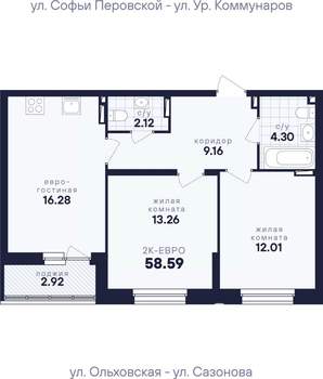 2-к квартира, вторичка, 59м2, 4/17 этаж