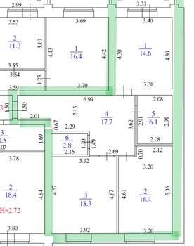 2-к квартира, вторичка, 76м2, 2/4 этаж