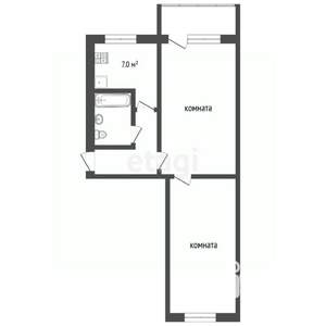 2-к квартира, вторичка, 43м2, 1/5 этаж
