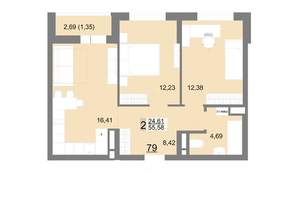 2-к квартира, вторичка, 56м2, 9/22 этаж