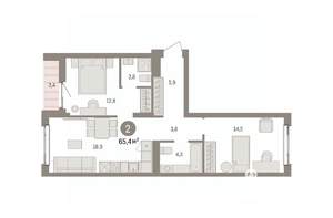 2-к квартира, вторичка, 65м2, 3/7 этаж
