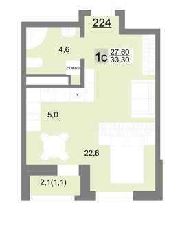 Студия квартира, вторичка, 33м2, 25/26 этаж