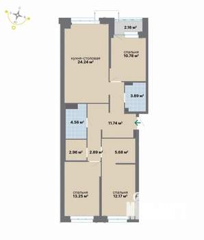 3-к квартира, вторичка, 94м2, 5/9 этаж