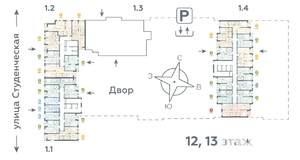 2-к квартира, строящийся дом, 41м2, 12/25 этаж