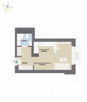 Студия квартира, вторичка, 28м2, 21/26 этаж