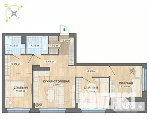 3-к квартира, вторичка, 89м2, 11/12 этаж