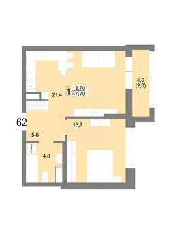 1-к квартира, вторичка, 48м2, 11/25 этаж