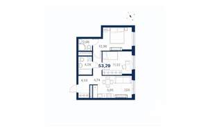 2-к квартира, вторичка, 53м2, 26/28 этаж