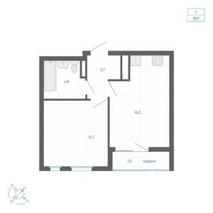 1-к квартира, вторичка, 40м2, 30/32 этаж