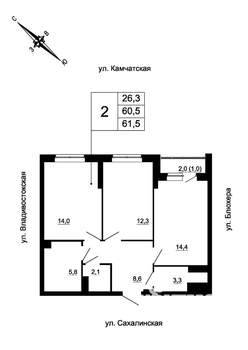 2-к квартира, вторичка, 62м2, 21/24 этаж