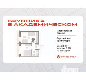 1-к квартира, вторичка, 37м2, 8/9 этаж