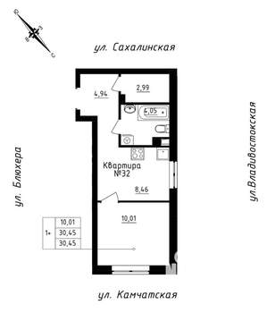 Студия квартира, строящийся дом, 30м2, 3/25 этаж