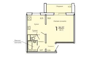 1-к квартира, строящийся дом, 39м2, 1/10 этаж