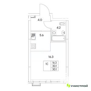 1-к квартира, вторичка, 30м2, 1/31 этаж