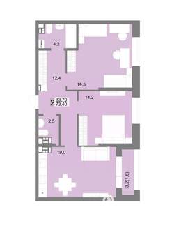 2-к квартира, строящийся дом, 73м2, 4/17 этаж