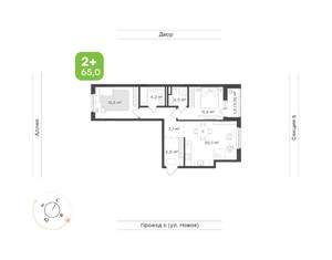 2-к квартира, вторичка, 65м2, 3/17 этаж