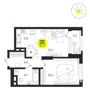 2-к квартира, вторичка, 43м2, 7/27 этаж