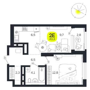 2-к квартира, вторичка, 43м2, 18/27 этаж