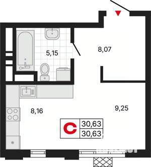 1-к квартира, вторичка, 31м2, 3/20 этаж