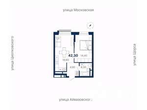 1-к квартира, вторичка, 42м2, 16/30 этаж