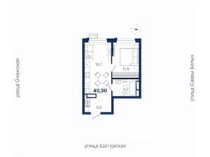 1-к квартира, вторичка, 40м2, 11/20 этаж