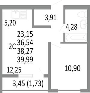 2-к квартира, вторичка, 38м2, 9/18 этаж