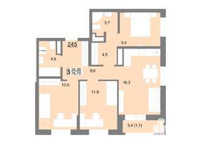 3-к квартира, вторичка, 77м2, 26/26 этаж