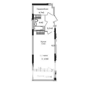 Студия квартира, вторичка, 32м2, 22/26 этаж