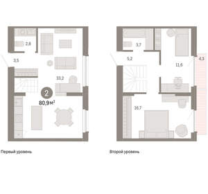2-к квартира, вторичка, 81м2, 8/9 этаж