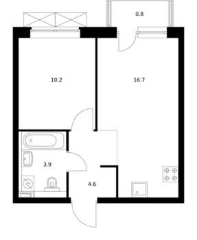 1-к квартира, вторичка, 36м2, 12/24 этаж