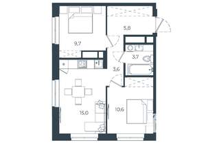 2-к квартира, вторичка, 48м2, 2/25 этаж