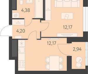 1-к квартира, вторичка, 34м2, 8/16 этаж