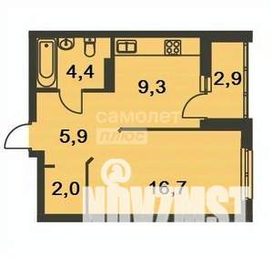 1-к квартира, вторичка, 41м2, 7/12 этаж