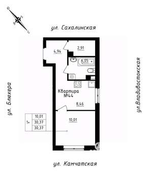 Студия квартира, строящийся дом, 30м2, 6/25 этаж