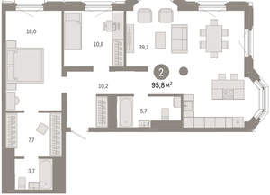 2-к квартира, вторичка, 96м2, 6/24 этаж