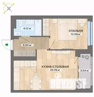 1-к квартира, вторичка, 46м2, 4/12 этаж