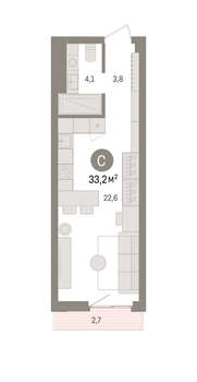 Студия квартира, вторичка, 33м2, 10/25 этаж