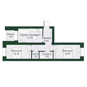 2-к квартира, вторичка, 53м2, 2/4 этаж