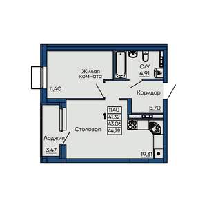 1-к квартира, вторичка, 43м2, 4/13 этаж