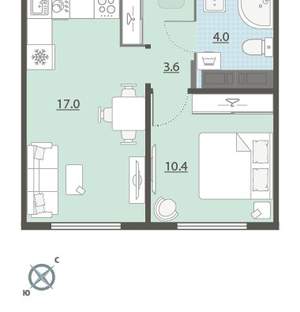 1-к квартира, вторичка, 35м2, 14/24 этаж