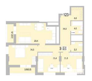 3-к квартира, вторичка, 86м2, 17/24 этаж