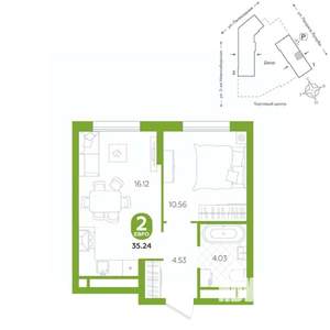 2-к квартира, вторичка, 35м2, 5/24 этаж