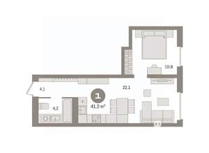 1-к квартира, вторичка, 41м2, 2/8 этаж
