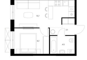 1-к квартира, вторичка, 35м2, 15/24 этаж