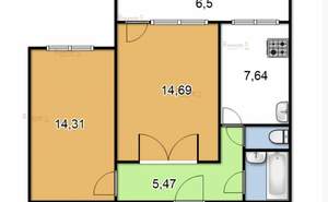 2-к квартира, вторичка, 48м2, 8/9 этаж