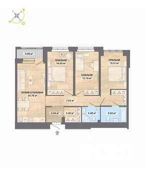 3-к квартира, вторичка, 88м2, 5/30 этаж