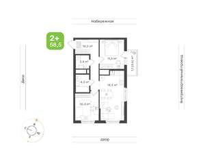 2-к квартира, вторичка, 59м2, 12/24 этаж