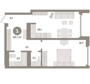 1-к квартира, вторичка, 55м2, 20/24 этаж