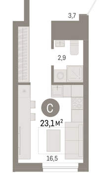 Студия квартира, вторичка, 23м2, 5/8 этаж