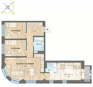3-к квартира, строящийся дом, 90м2, 6/26 этаж